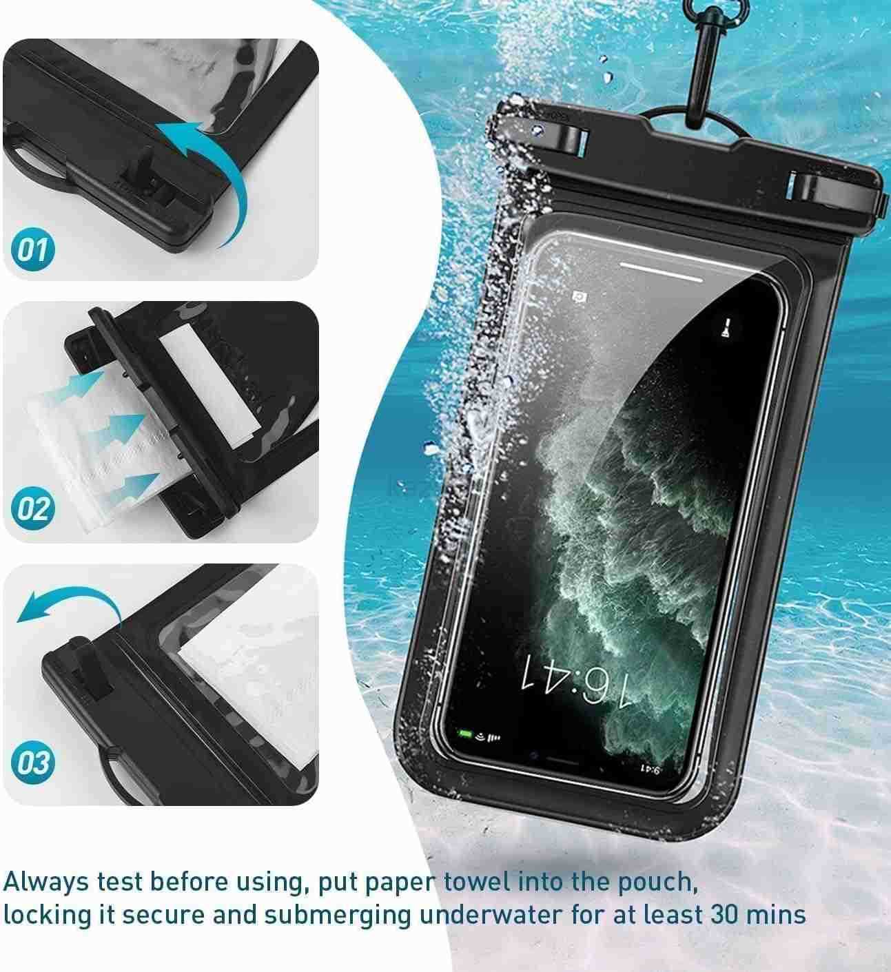 Waterproof Phone Pouch with Inside Card Bag Large Waterproof Case for iPhone 16 15 14 13 Pro MaxIPX8 Certified Lightweigt Cellphone Dry Bag Beach Crui