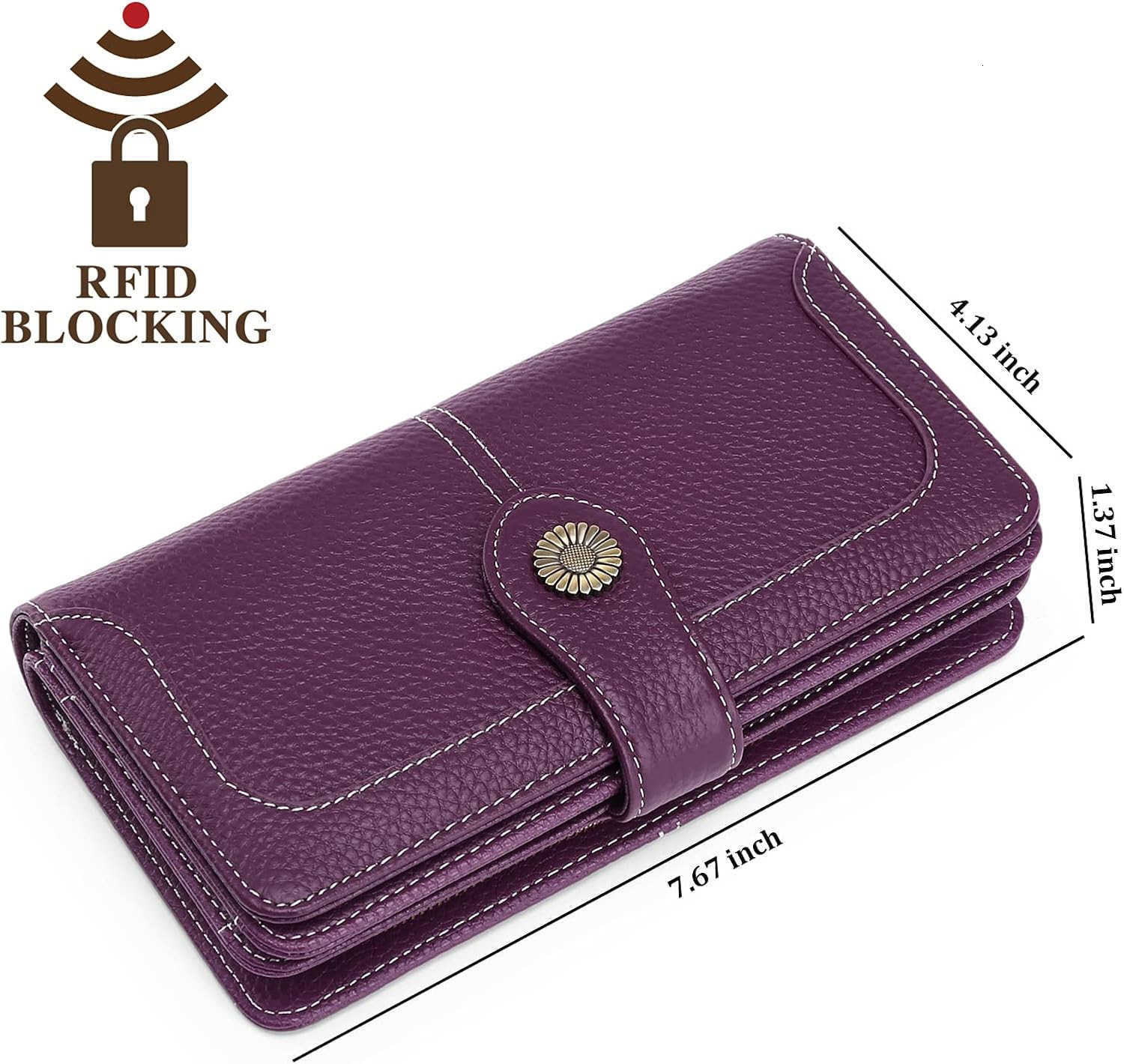 Women Genuine Leather Wallet Large Capacity Bifold RFID Blocking Card Holder with Zipper Coin PocketZ250910