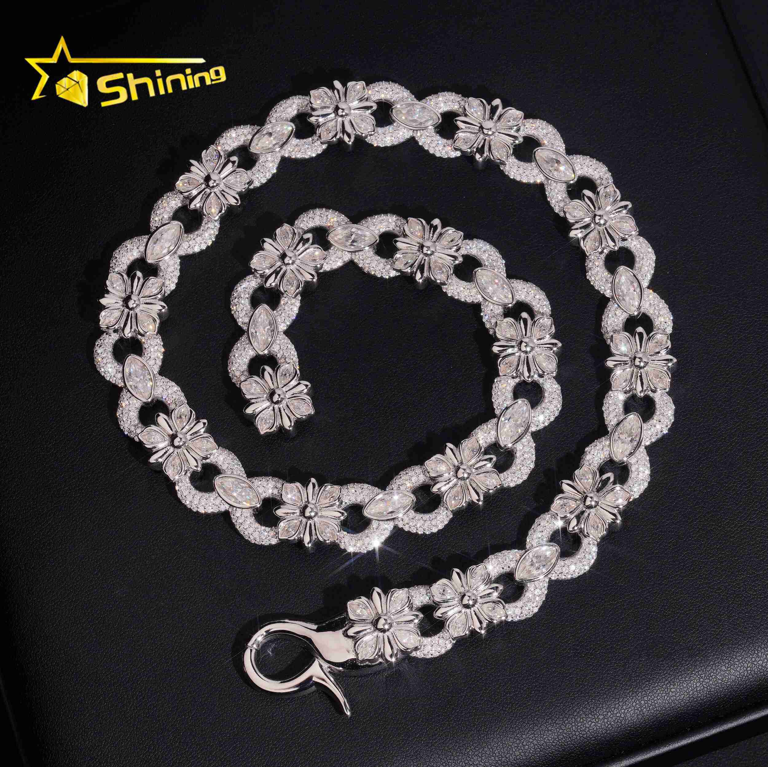 Key Chain Lock Cross Charm Infinity Chain Necklace 13MM Iced Out VVS Moissanite Diamond Hip Hop Chain