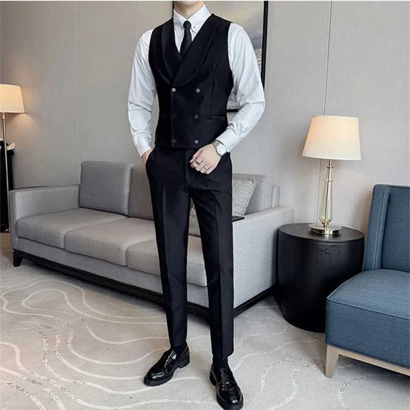 JacketPantsVest Fashion Men Solid Color Scarf Collar Suits Gentleman Court Wedding Banquet Party Tuxedo Slim Fit 3 Piece Set W250910