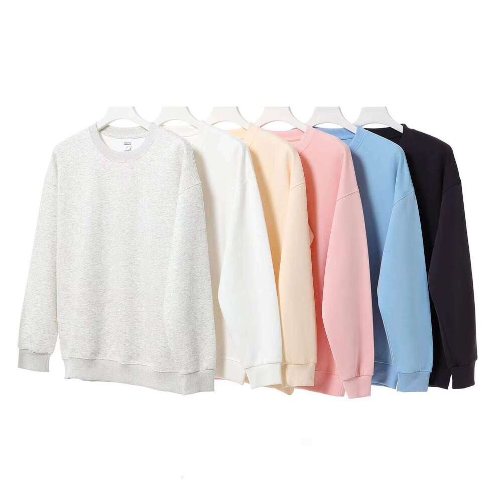 350g Thick Cotton Crew Neck Basic Loose Solid Color Men's Sweatshirt
