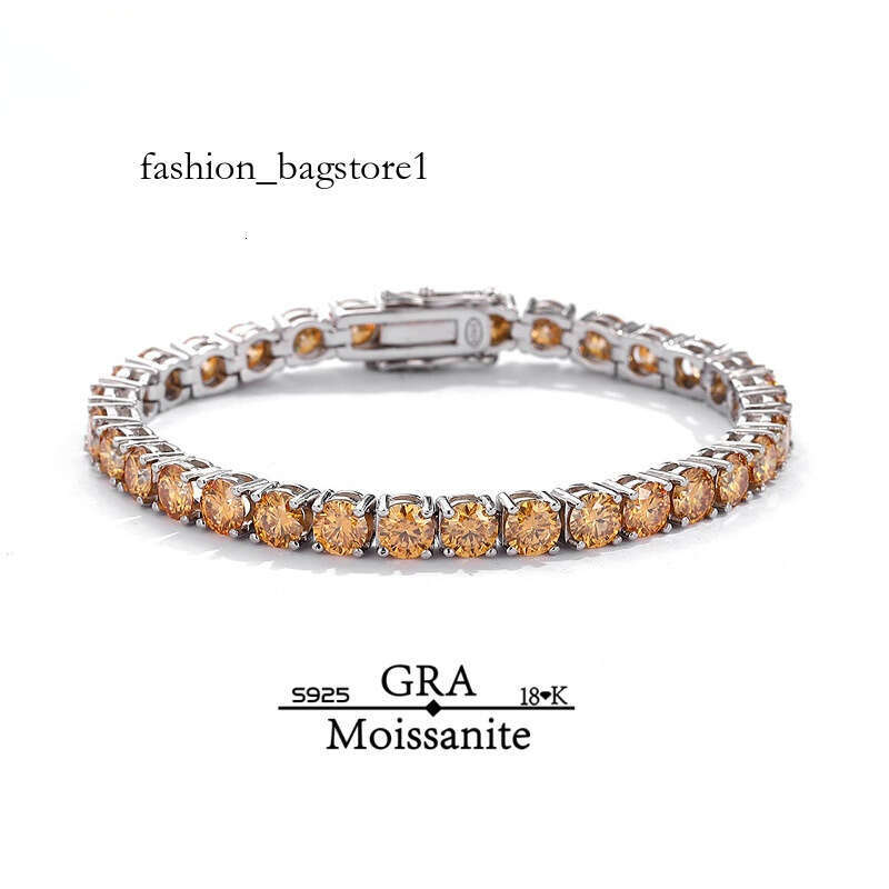 Factory Wholesale Price S Sterling Sier Champagne Moissanite Tennis Bracelet Unisex 0.01ct-1ct in Stock