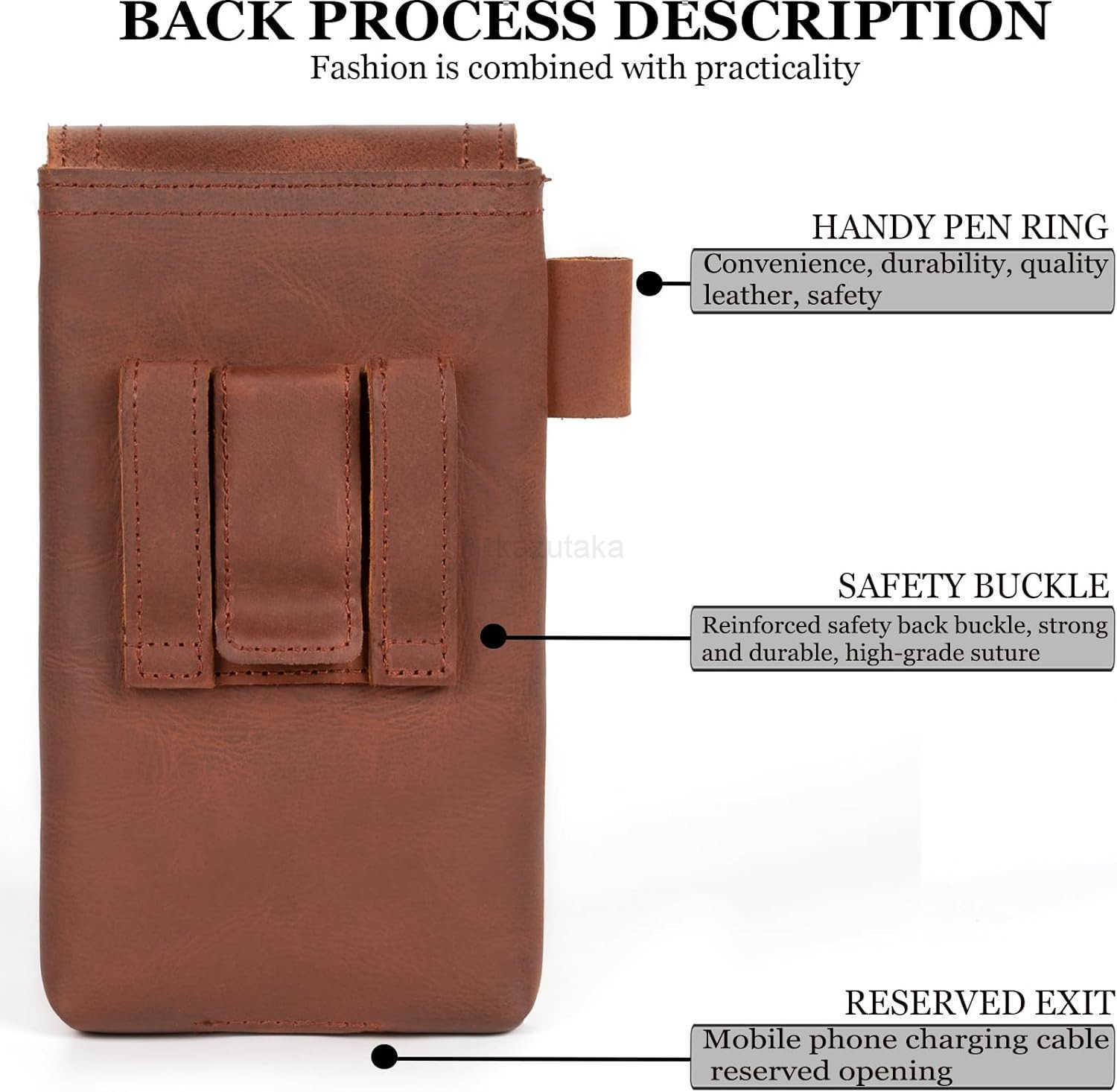 Leather Phone Holster Genuine FullGrain Buffalo Leather Cell Phone Holsters for iPhone 16 15 14 13pro S24 S23 S227 X 35 Coffee Z250910
