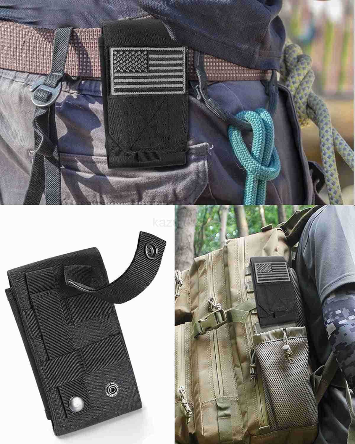 Black Tactical Molle Cellphone Pouch CaseHeavy Duty Waterproof Phone Holster Bag for Phone Z250910