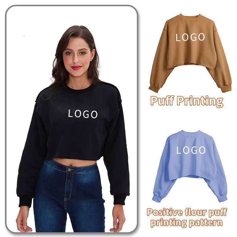 High Quality 320gsm Wool Long Sleeve Cut Top Street Style Plus Size Hoodie & Women's Sweatshirt