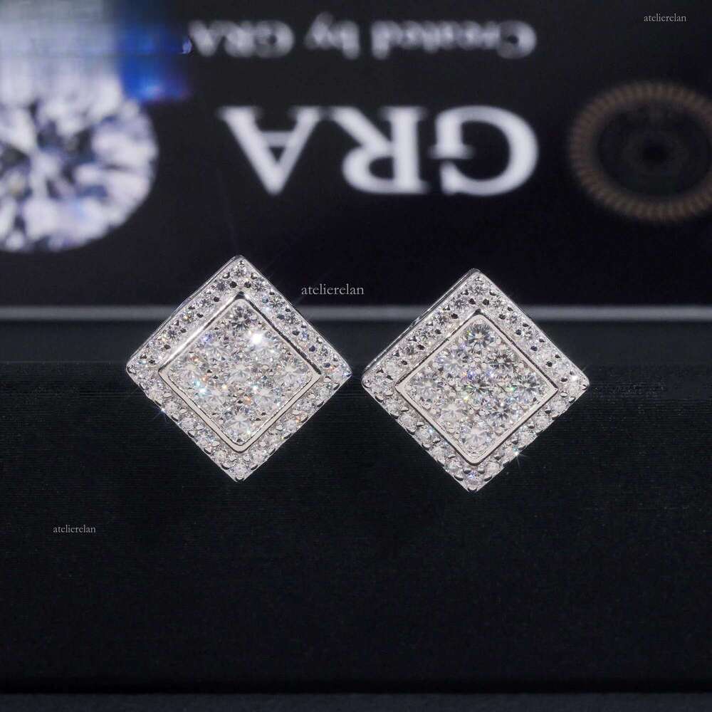 Hight Quality New Arrival Pass Tester GRA VVS Lab Dia Fully Iced Out Sier Jewelry Moissanite Stud Earrings