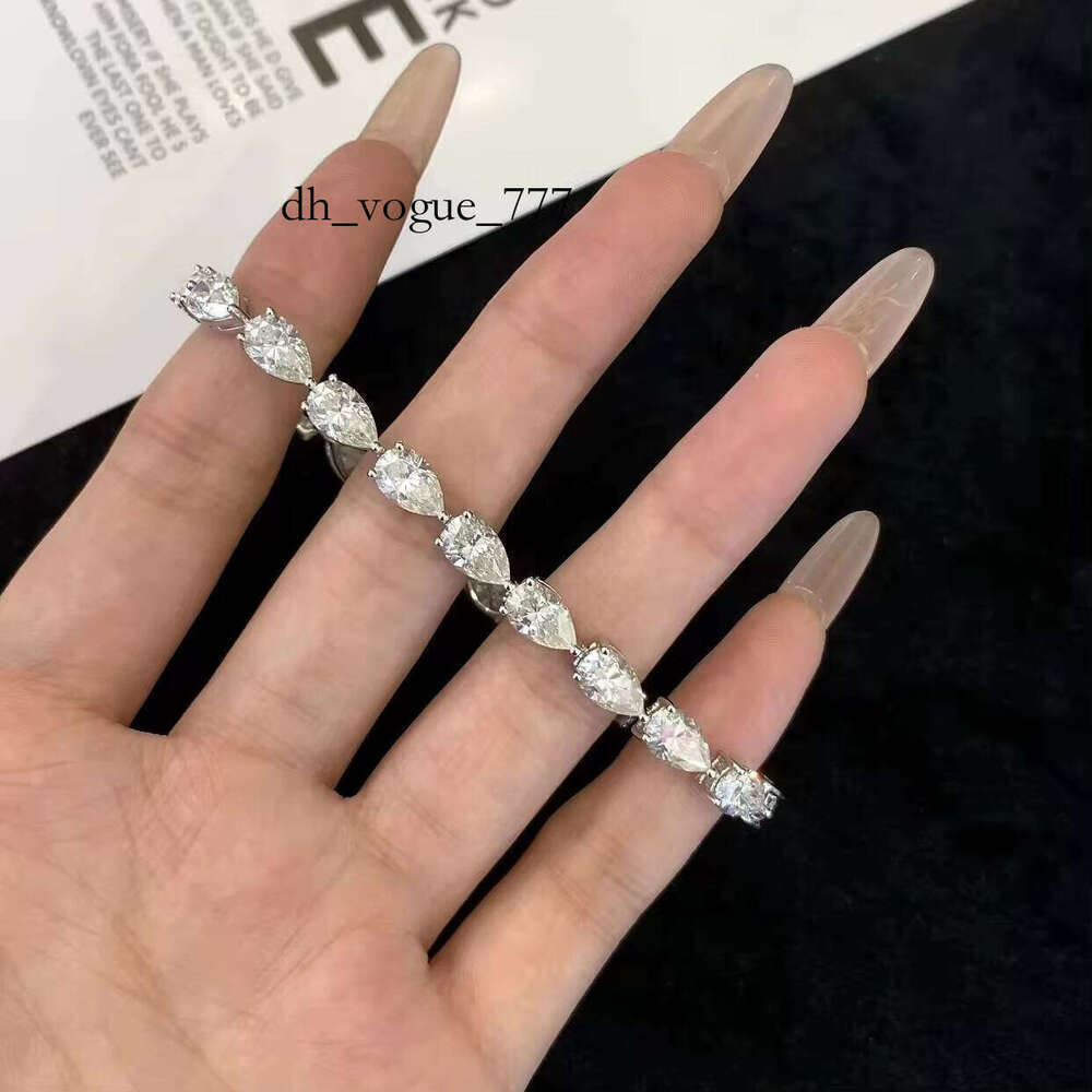 Hip Hop Ice Out S Chain 5*8MM Pear Cut Moissanite Tennis Bracelet