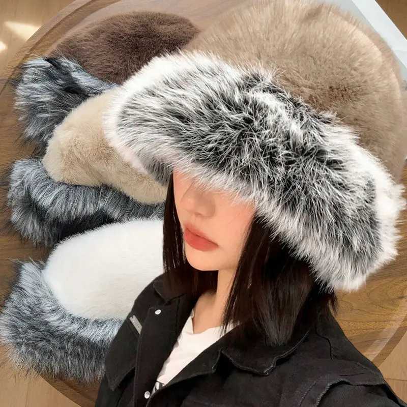 2025 Fluffy Fur Bucket Hat Women Plush Fisherman Hat Warm Womens Winter Hat Thicken Cold Snowy Day Panama C Chrismas GiftsXJ250910