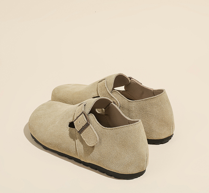 Designer shoes thick soled women's shoes new genuine leather lazy half slippers big toe shoes retro women's soft soled shoes