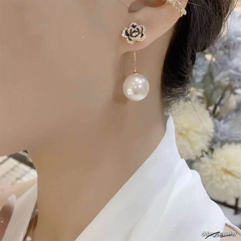 Camellia New Trendy Elegant High-End Feel Two-Way Wear Rose Pearl Earrings Exquisite Versatile Ear Jewelry ddmywonder ddmywonder