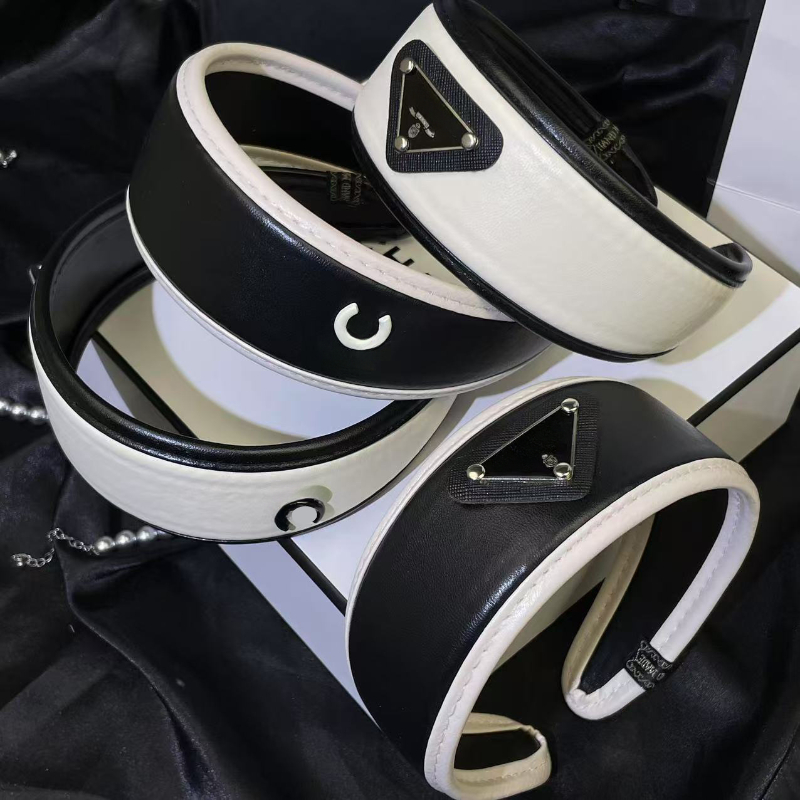 Women's Designer Headband Lambskin Headband Black and White Color Matching Headband Wide Brim High Skull Hair Accessories Retro High Quality