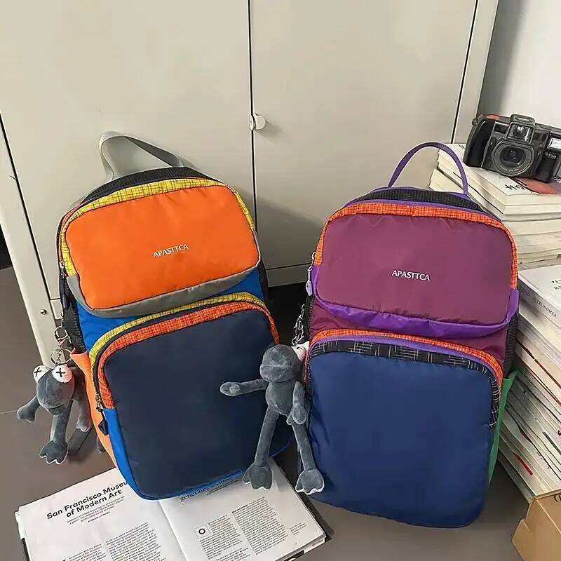 New Outdoor Travel Backpack Fashion Eco-friendly Patchwork Color-blocking Versatile Ultra-light Dopamine Shoulder Bags high-quality