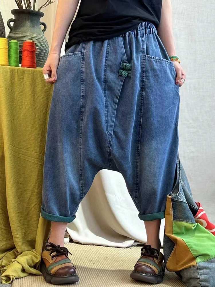2025 Summer Ladies Chinese Loose Cross Pants Womens Luxury Casual Harajuku Jeans Ladies Classic Vintage Denim Trousers Z250910
