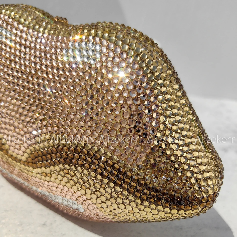 Alizekerr Lip Shaped Crystal Evening Bags Women er Gorgeous Unique Diamond Clutch Purses And Handbags Wedding Party 250815