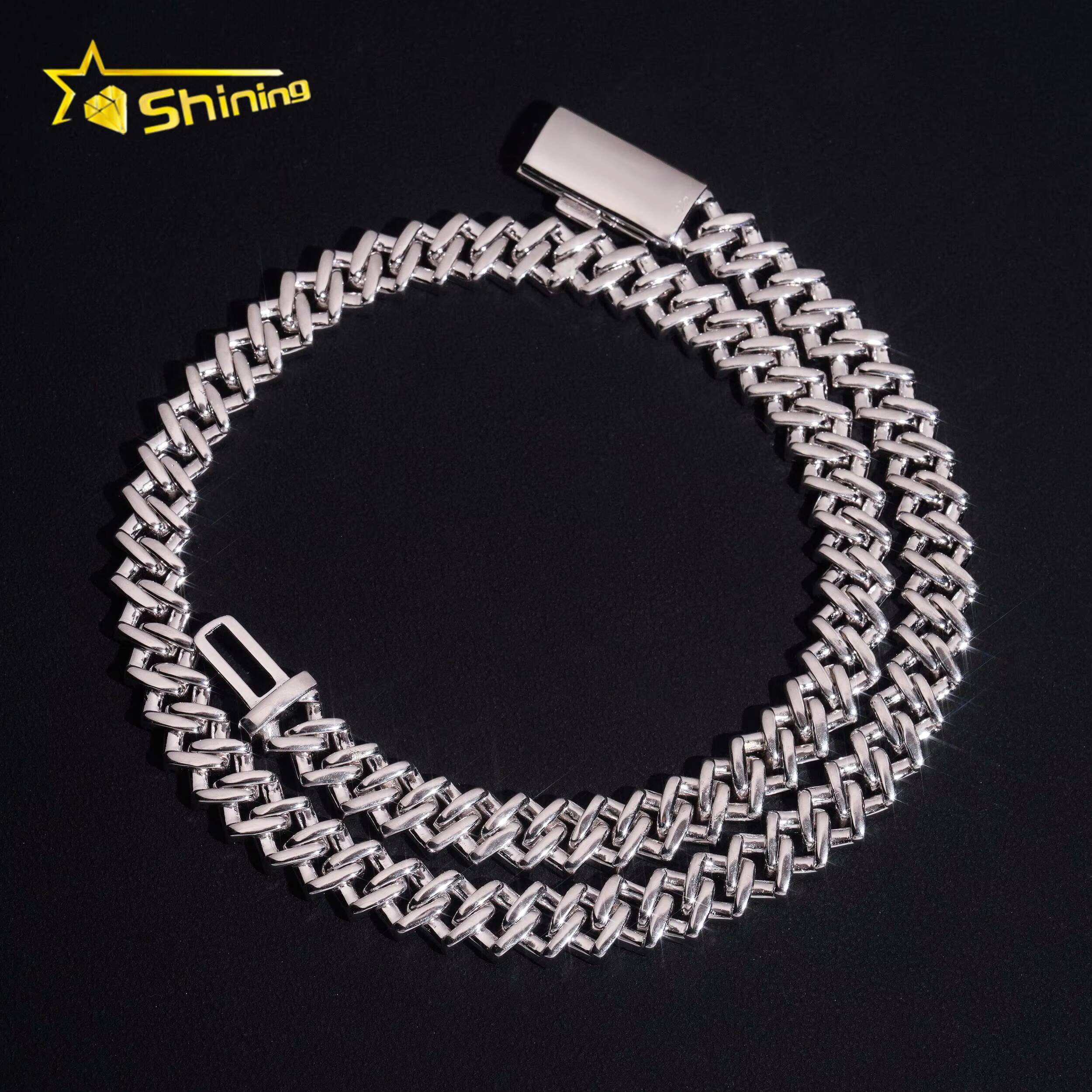 Iced Out Big Stone 10mm Vvs Moissnaite Hip Hop Jewelry Moissanite Cuban Chain Sterling Silver 925 Gold Plated Chain