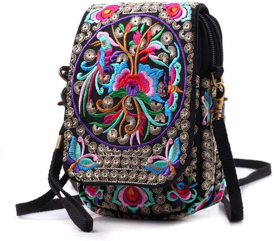 small Embroidered purseEmbroidered cell phone crossbody bag Coin Purse mexican purse Vintage wallet small crossbody cell phone purseW250910