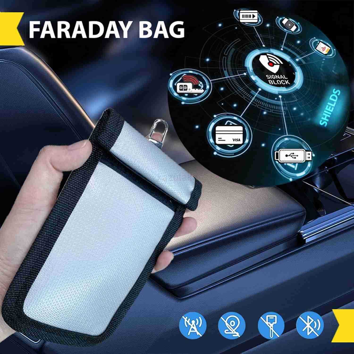 Bags 5 Pack Faraday Cage with Key Fob Protector Fireproof Waterproof Bag EMP Proof Signal Blocker AntiTheft RFID Blocking Pouch for Laptops Tablets Ph