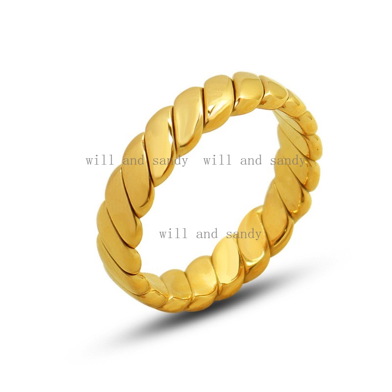 Non Tarnish18k Gold Plated Wedding Promise Ring Band Designer Jewelry Twist Braid Finger Tail Rings Cubic Zirconia Chunky Rings for Woman Gift Couple 