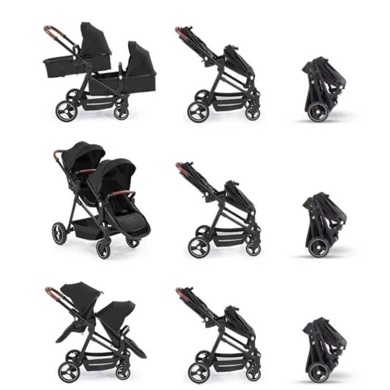 Foldable Twins Baby Carriage Stroller Twin Can Sit and Lie Double Stroller Shock Absorber Second high view Child Stroller W250910