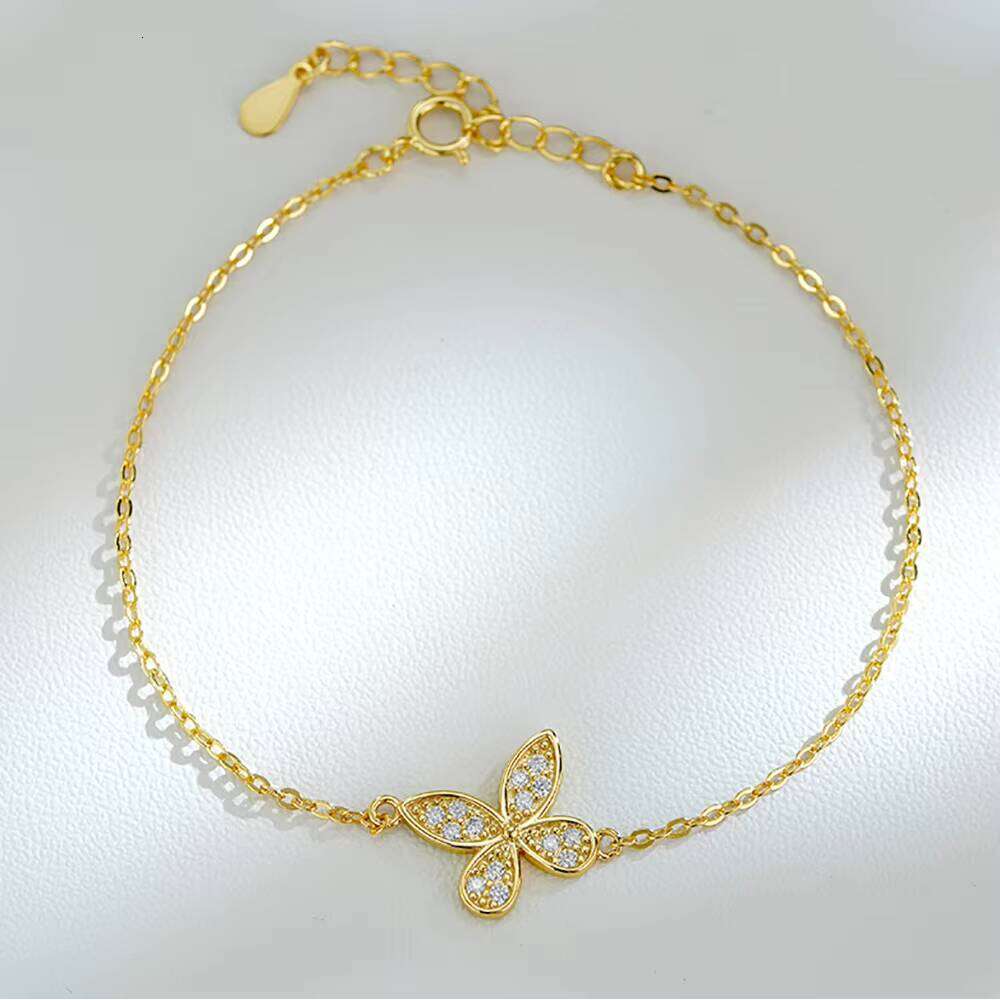 Fashion Butterfly Jewelry Gifts for Women D Color Moissanite S Sterling Sier Adjustable Bracelet