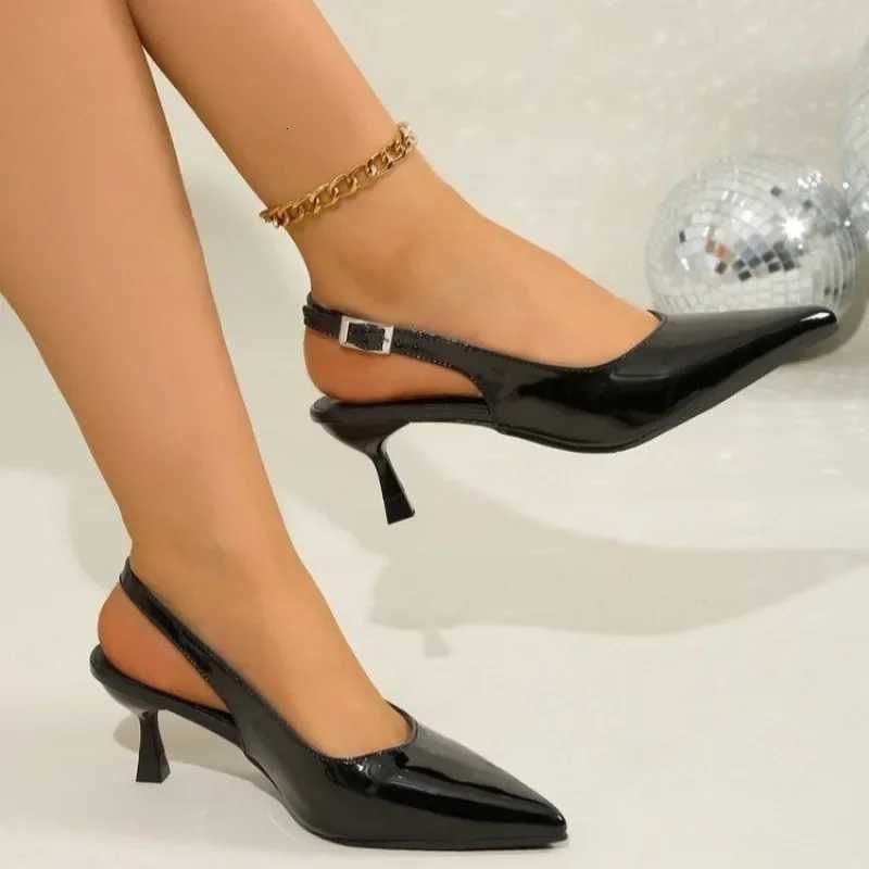 Shoes for Women 2025 Slingbacks Womens High Heels Fashion Office Career Pumps Women Pointed Toe Buckle Strap Plus Size Sandal W250910