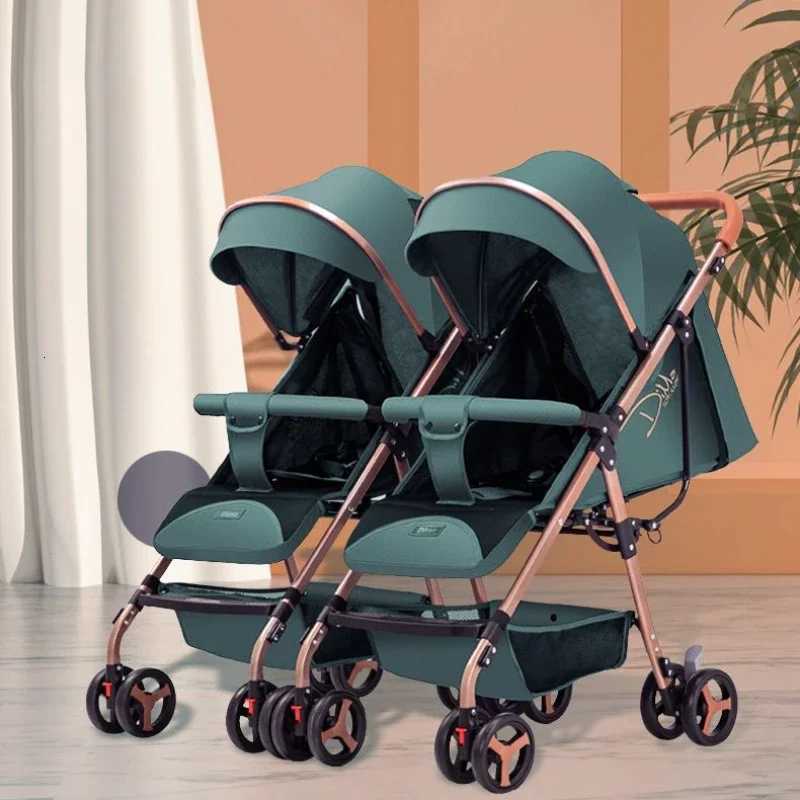 Detachable Lightweight Twin Baby Stroller Can Sitlieand Fold Fourwheel Shockabsorbing Baby Stroller Twin Baby Stroller W250910