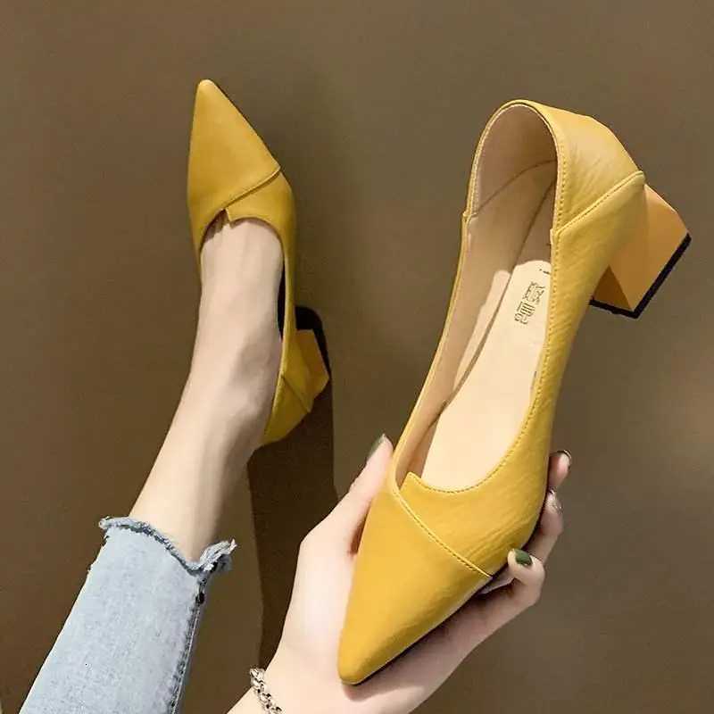 Fashion Solid Color Womens Pumps Shoes Pu Pointed Toe Office Work Ladies High Heel Female Slip on Casual Shoes W250910