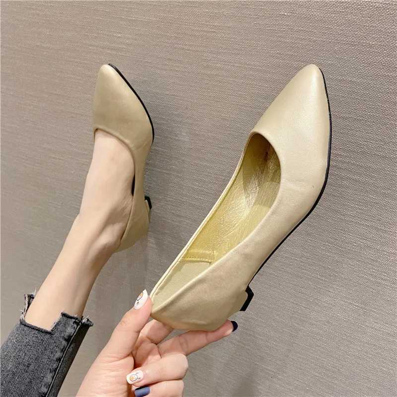 Spring Low Heel Shoes for Women Pu Leather Solid Color Silver Shoes Gold Lowheels 30cm Size 3541 Pointed Toe Comfortable W250910