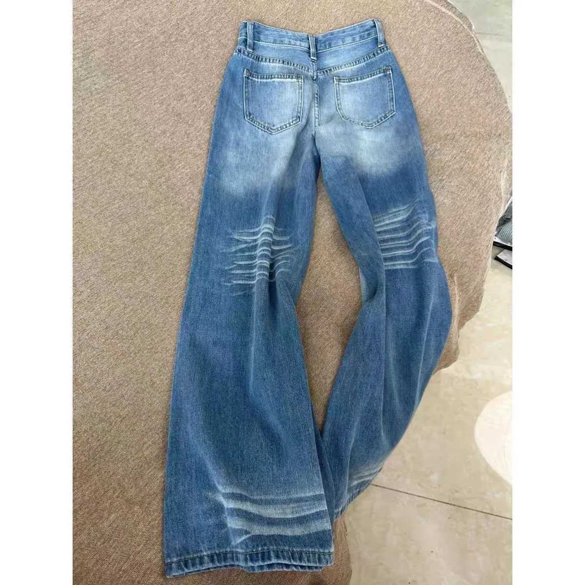 Botvotee Vintage Classic American Denim Jeans for Women Retro High Waisted Wide Leg 1950s1960s Inspired Jeans Washed Blue Pants Z250910