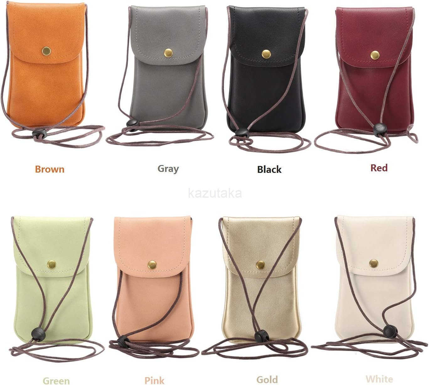 Cell Phone Neck Pouch PU Leather Carrying Bag with CARD Holder Adjustable Strap Small Travel Purse for iPhone 11 XR XS Max SE 8 7 6 Plus S10 S7 Edge A