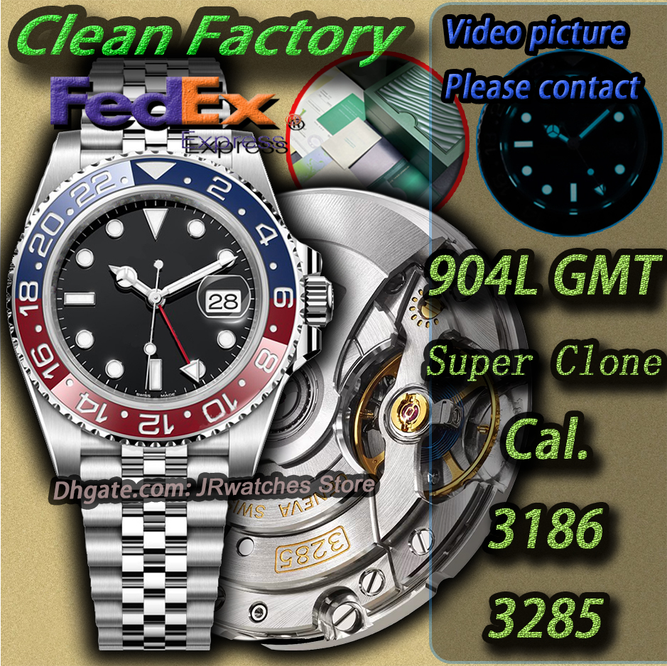 CLean Watch Luxury Watch Men Watch GMT Watch Clean Factory Super Quality Watch Eta Cal. 2836 3186 3285 Automatic movement 904L Stainless Steel Luminous Waterproof