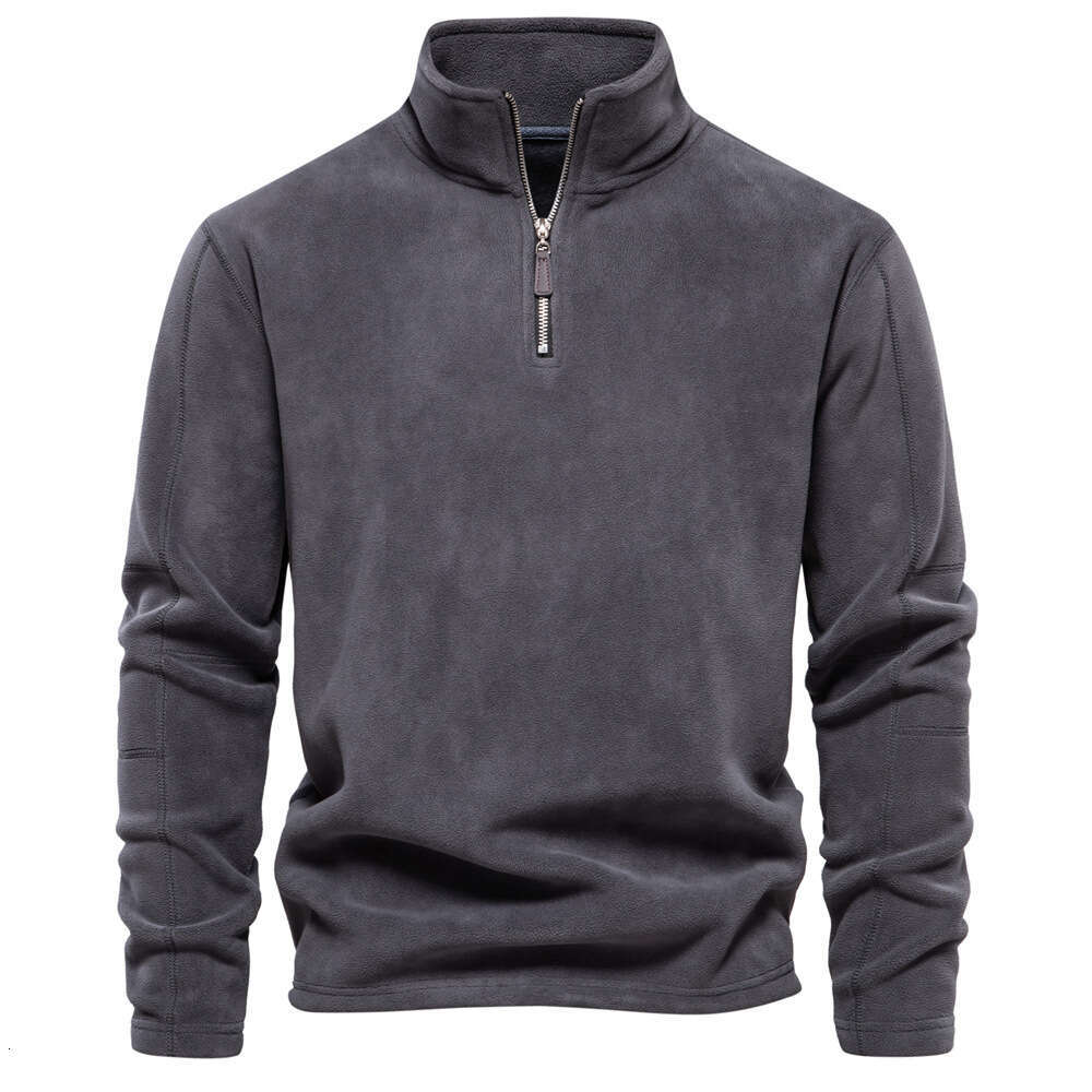 Autumn and Winter New Item Half Zipper Long Sleeve Sweatshirt Stand Up Collar Trendy Versatile Men's Fleece Top