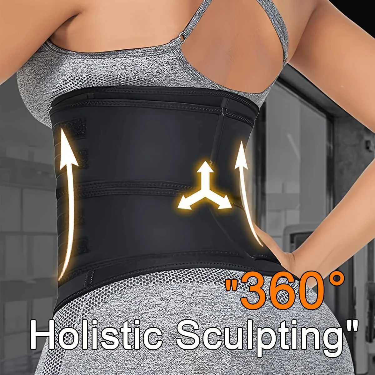 Adjustable Waist for Women Double Belts Neoprene Corset with Zipper Workout Cincher for Tummy Control Back Support W250910