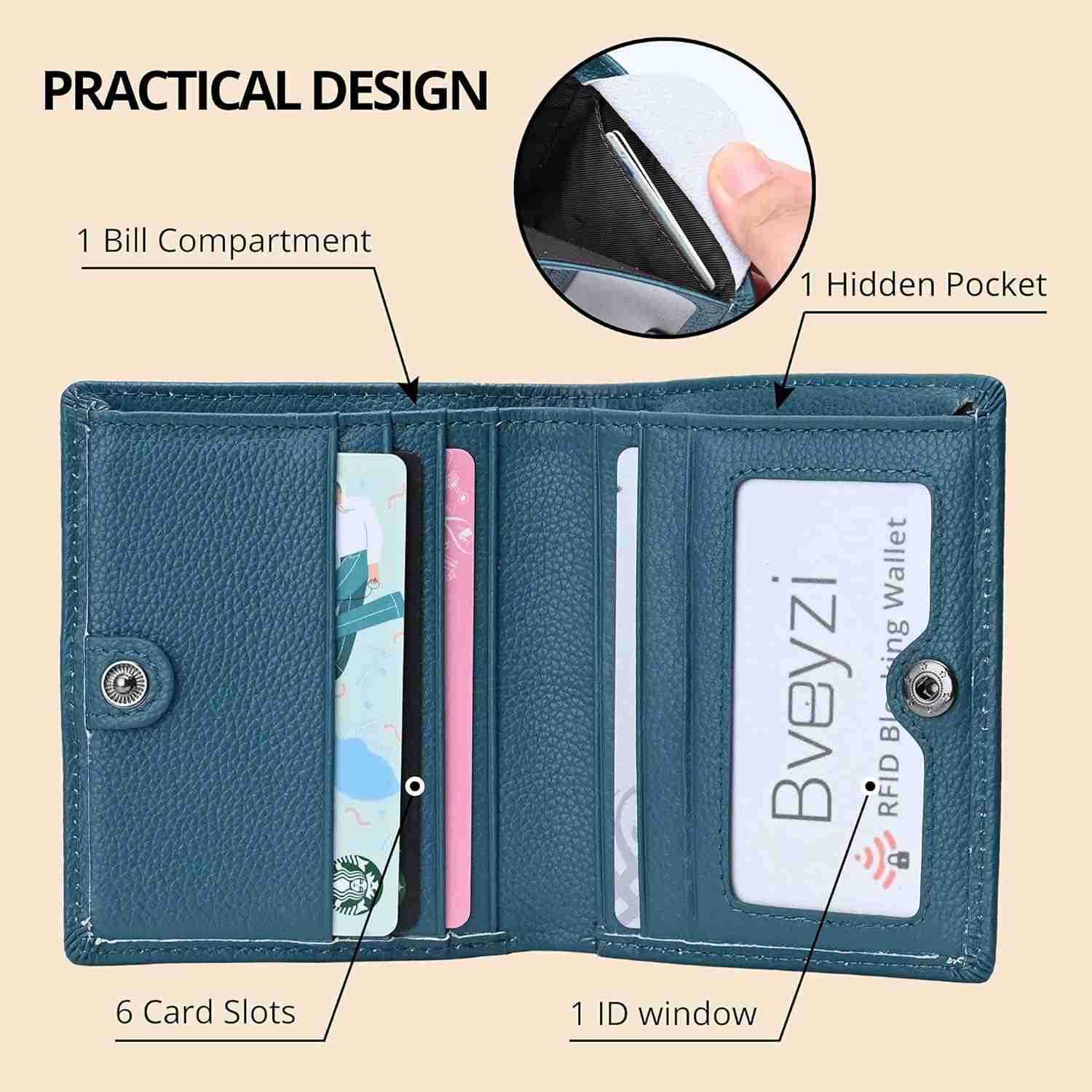 Ultra Slim Small RFID Wallet for Women Leather Tiny Thin Bifold Pocket Ladies WalletZ250910