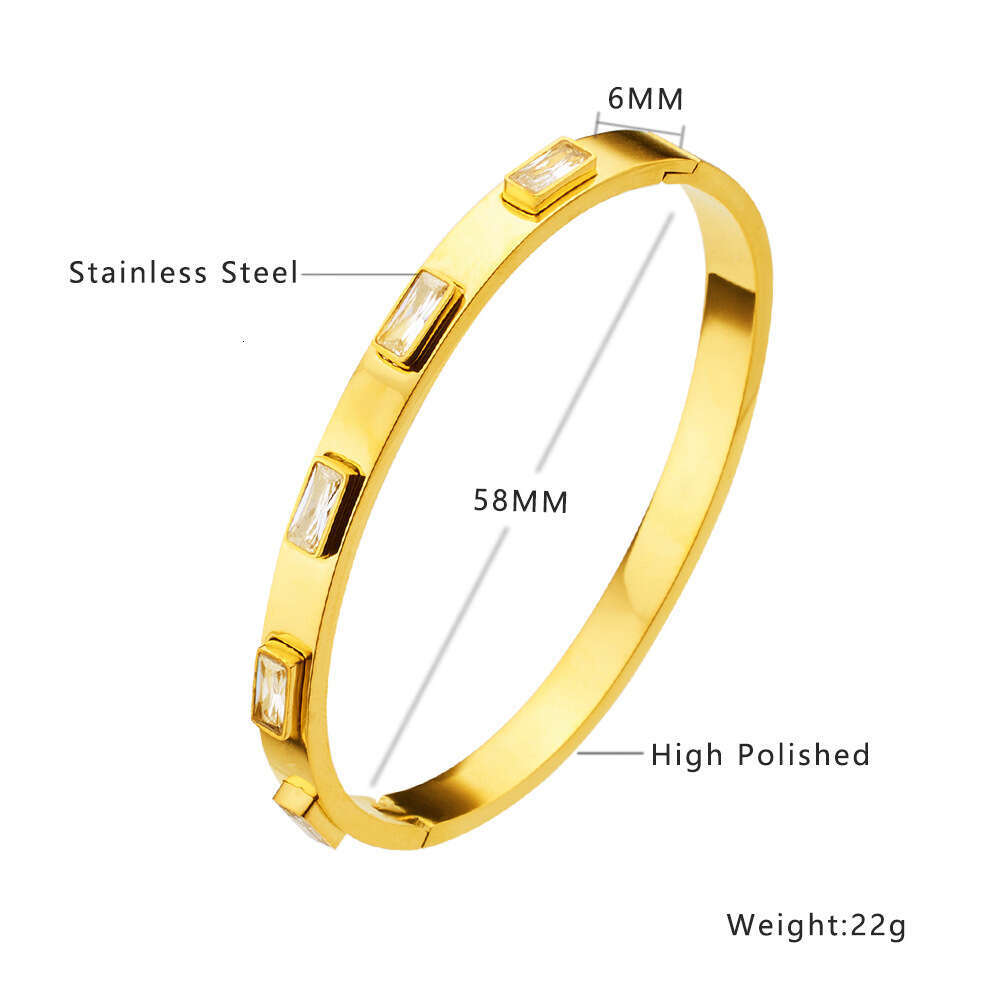 INS gold tone designer bracelet for women luxury jewelry moissanite gold titanium steel bracelet retro fashion versatile stainless steel diamond inlai