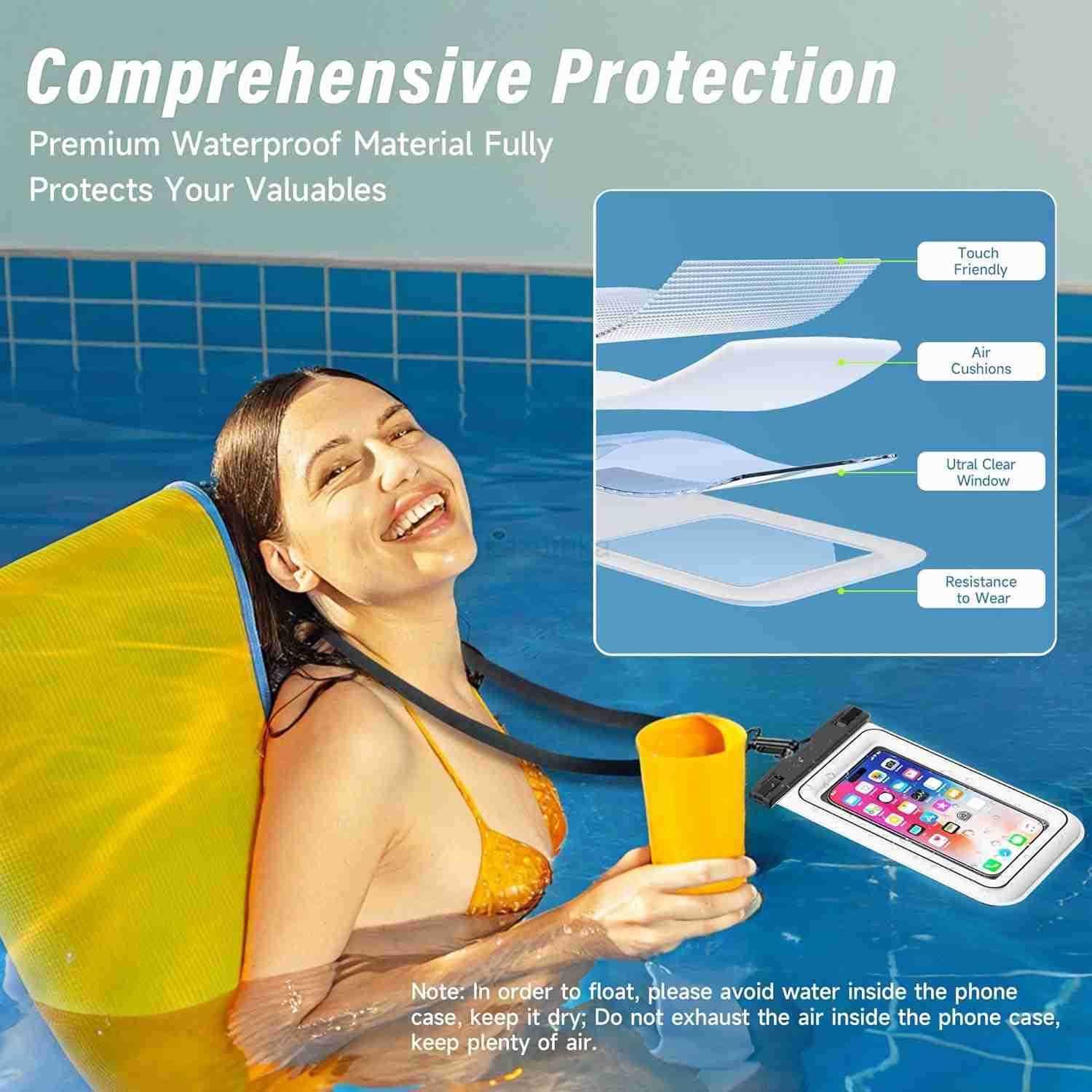 Waterproof Phone Pouch 2 Pack IP68 Floating Waterproof Phone Case Dry Bag Beach Cruise Essentials 2025 with Adjustable Lanyard for iPhone 16 Pro Max 1