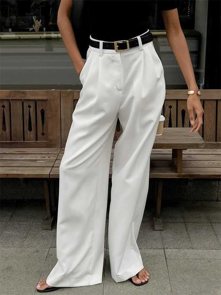 Botvotee Office Highwaisted Wideleg White Suit Pants Womens 2025 Fall Loose and Drape Casual Straight Mopping Black Trousers Z250910