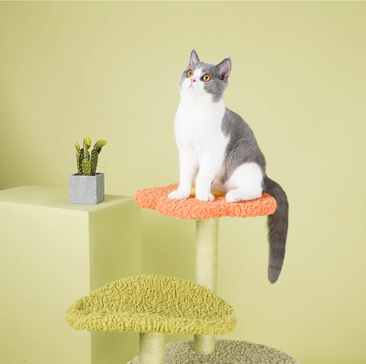 Multi-Functional Integrated Cat Furniture - Scratchable Column + Comfort Bed
