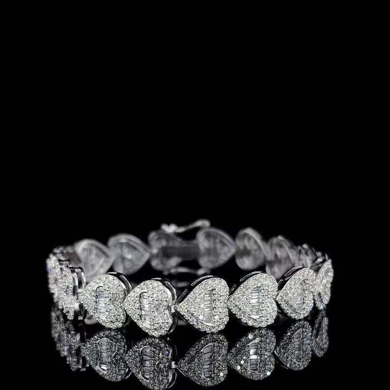 iced out heart shape moissanite dia bracelet hip hop jewellery Gift For Her