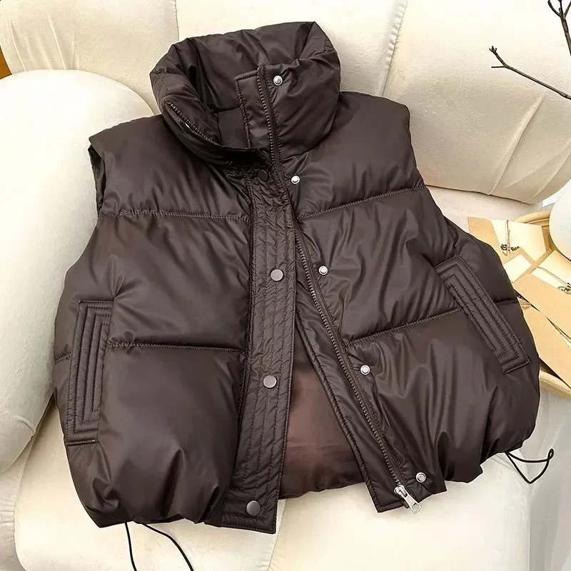 2025 Women Winter Warm Waistcoat Ladies Sleeveless Stand Collar Coats Warm Outerwear Casual Lightweight Puffer Vest Jackets 250823