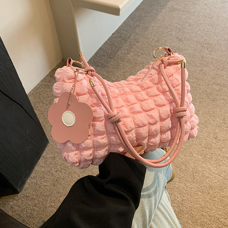 Pleated Large Capacity Fashion Free Shipping Korean Style Solid Color Fresh Knot Luxury Bag Shoulder Strap Designer Bag Small Bag For Women New Crossb