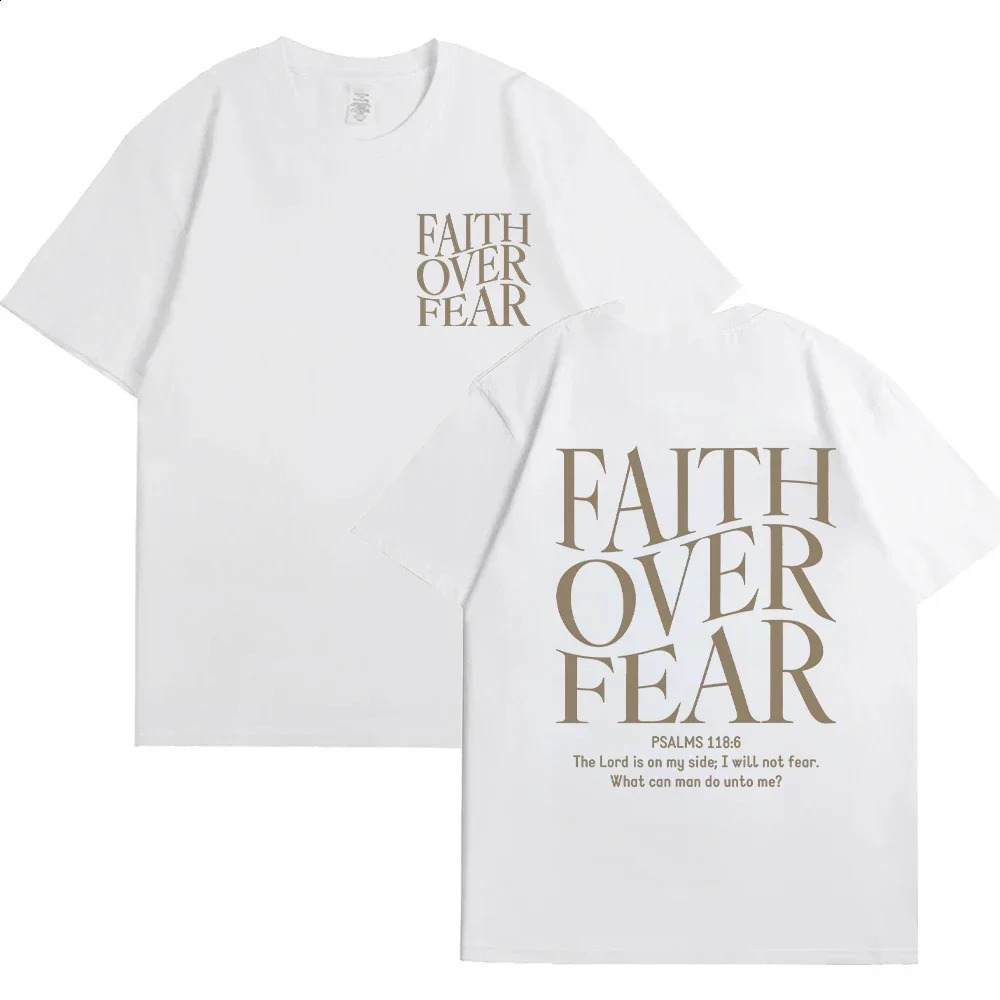 Faith Over Fear Christian Women Tshirts Clothes Jesus Fashion Trendy Bible Verse Sportwear Aesthetic 250910