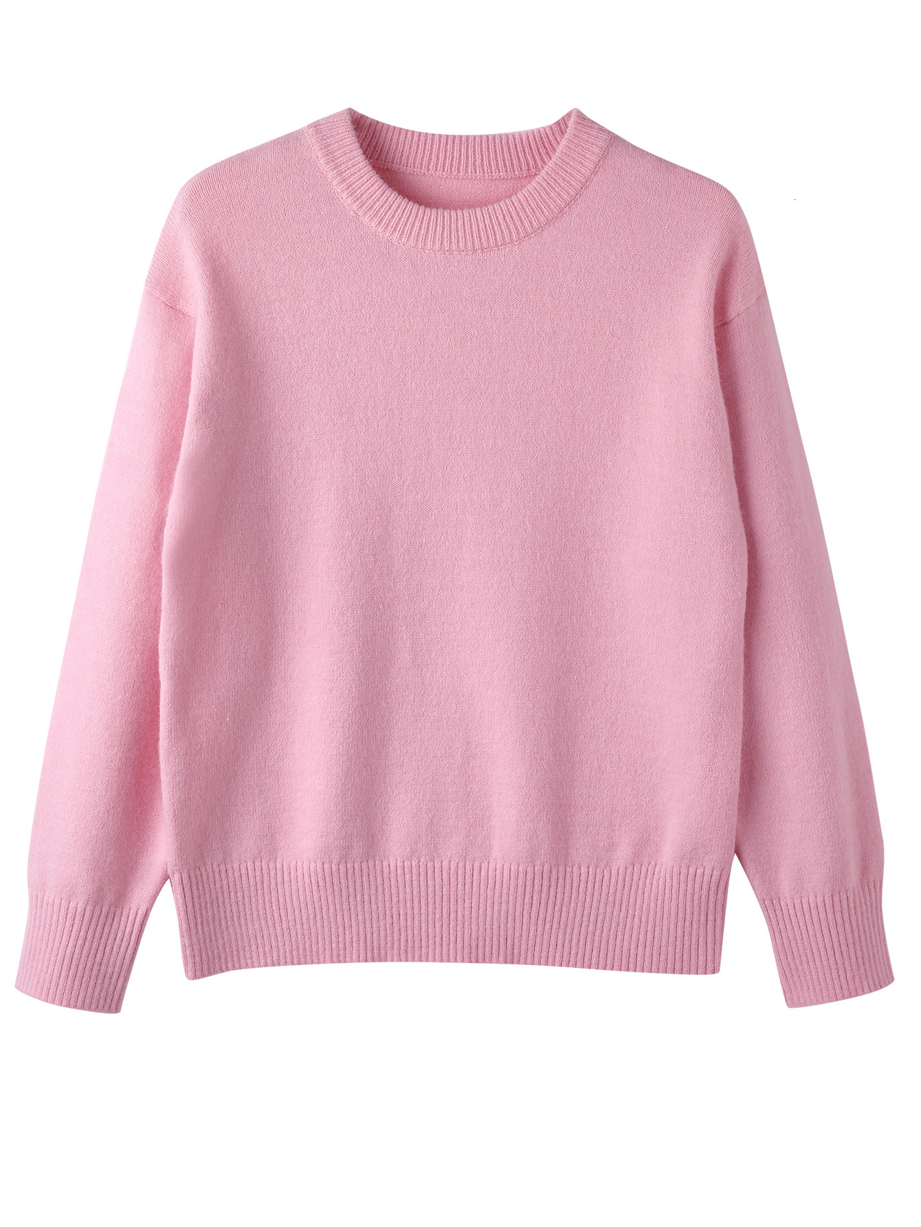 2025 new round neck pink design long sleeved knitted sweater for women's designer casual pullover