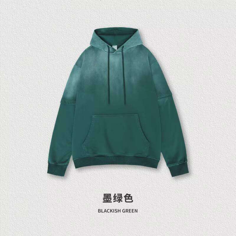 Logo High-Quality Terry Gradient Washed Oversized Hoodie