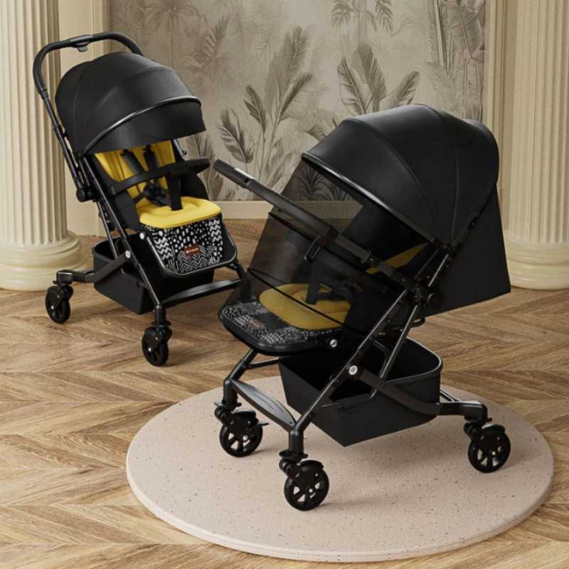 Lightweight Fourwheel Universal Baby Stroller Twoway Sitting and Lying Reversible Shockabsorbing Folding Newborn Babystroller W250910