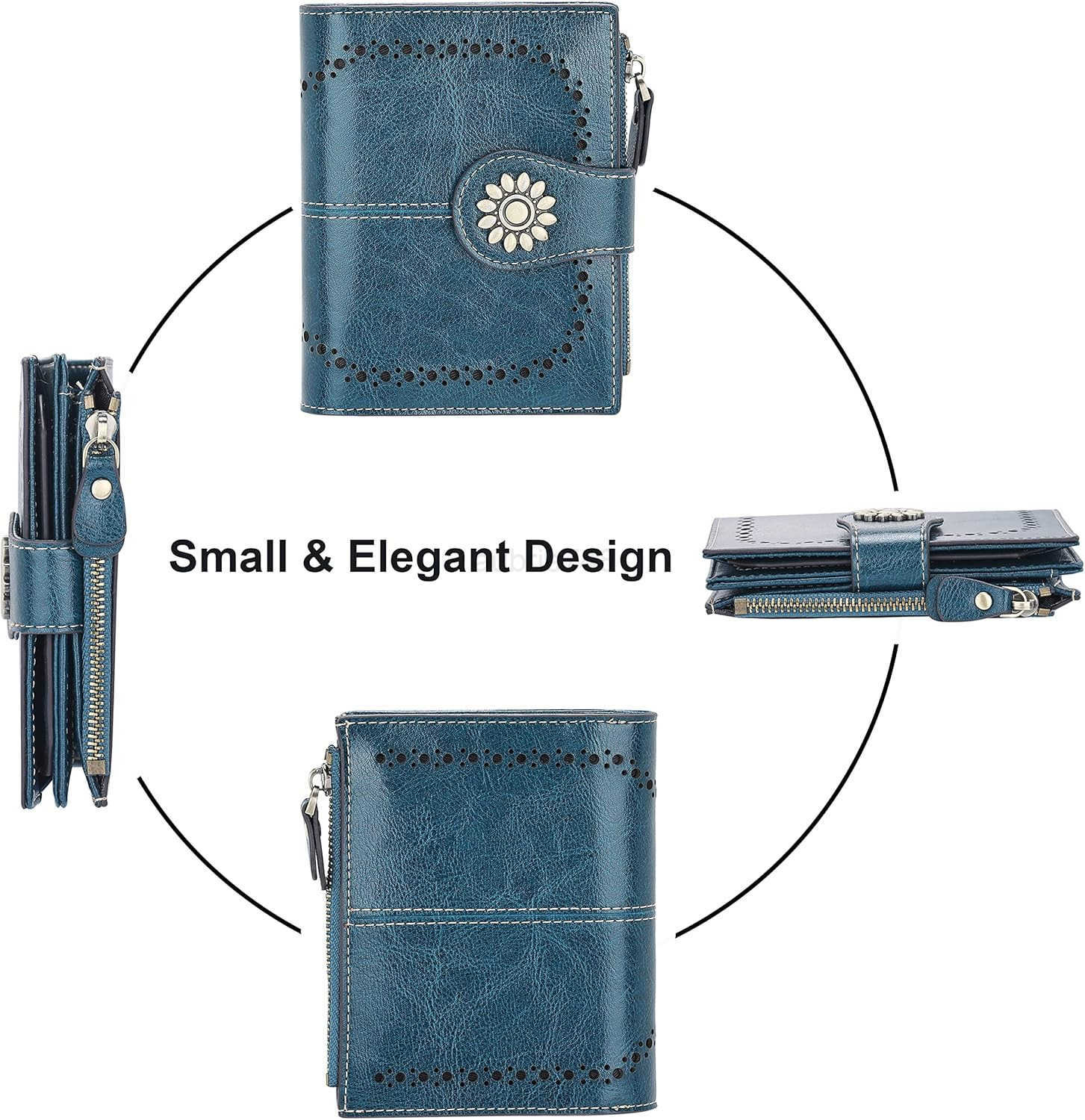 Womens Leather Wallet Small Compact RFID Blocking CARD Case Purse with Zipper PocketZ250910