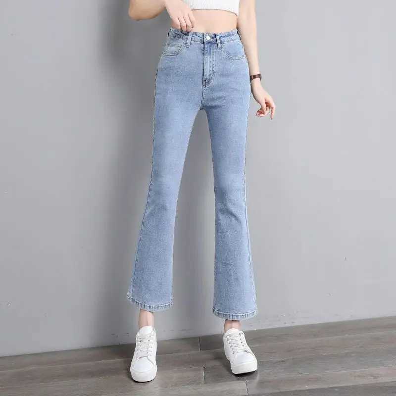Autumn Winter New Small Code High Waist Weila Jeans Women Solid Color Washing Elastic Comfortable Casual High Street Denim Pants Z250910