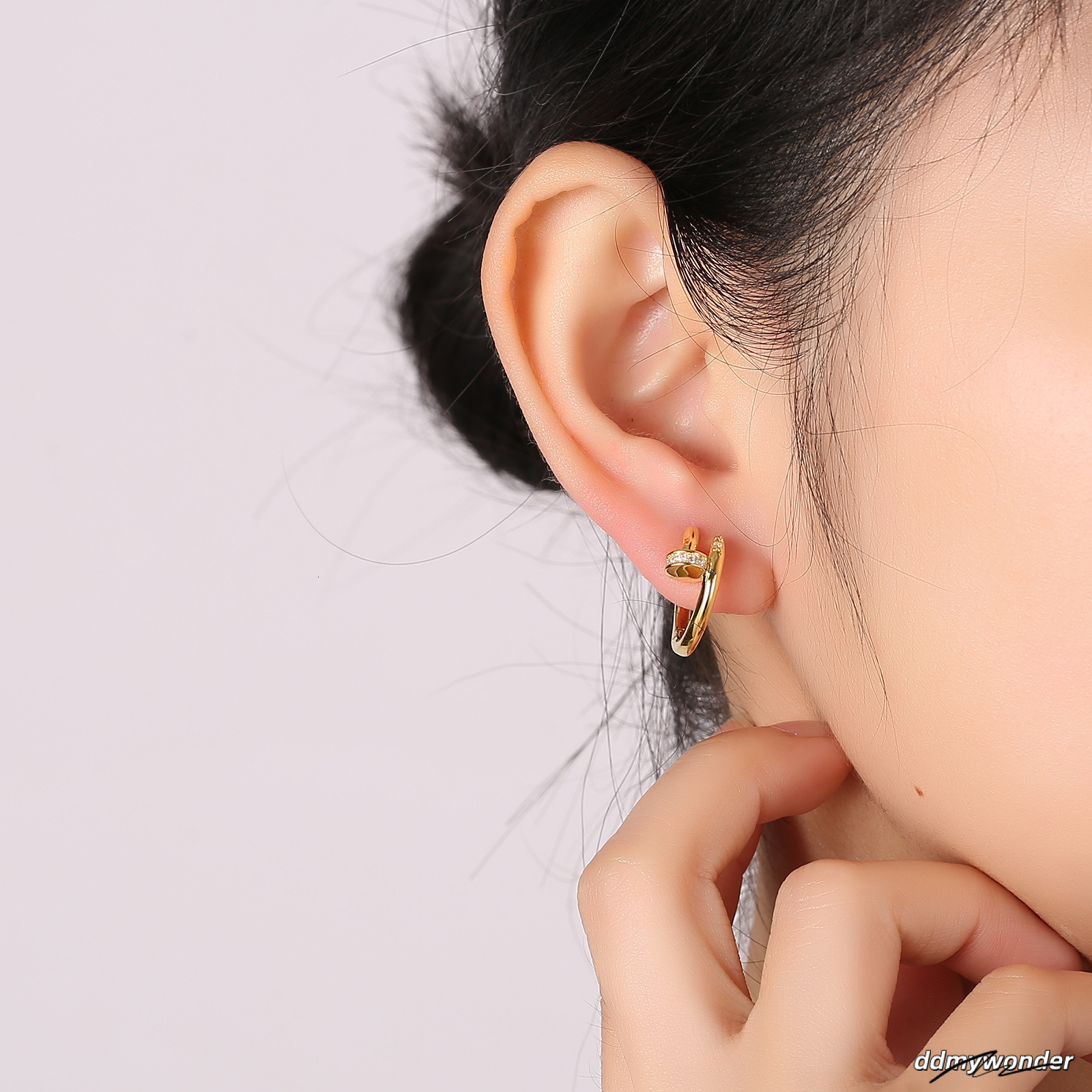Designer Gold Plated Nail Stud Earring Paved AAA Cubic Zirconia Dia Fashion High-End Jewelry Wholesales Drop Shipping ddmywonder ddmywonder