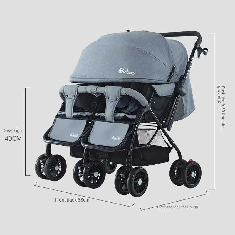 Baby Double Pushchair Ultra Lightweight Twoway Foldable Shock Absorbing Poussette Double Can Sit and Lie Down Twin Pram W250910