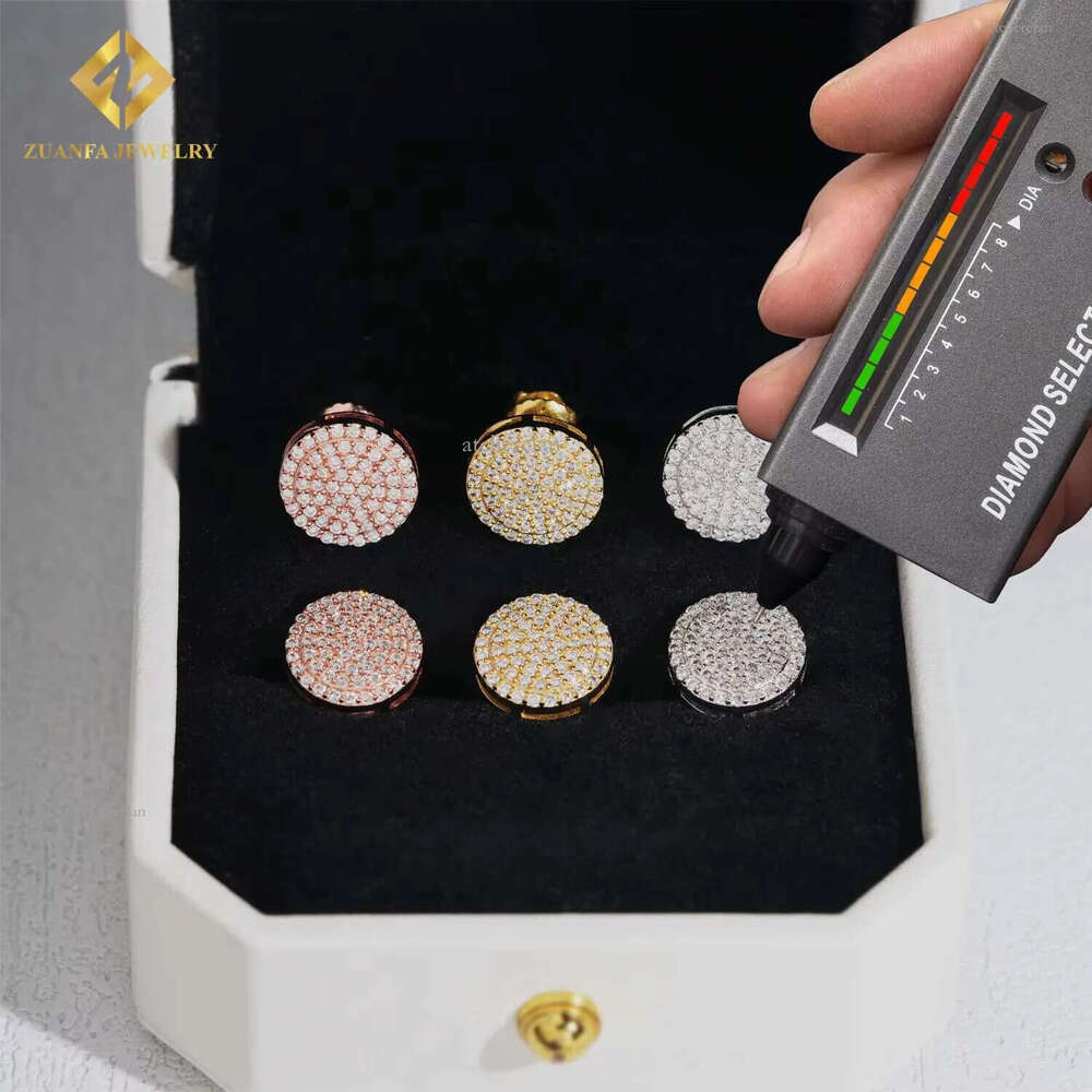 Wholesale VVS Fine Jewelry Pass Dia Tester Hip Hop Earrings Sterling Sier Iced Out Moissanite